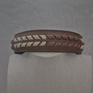 Brown and Tan Braided Leather Headband